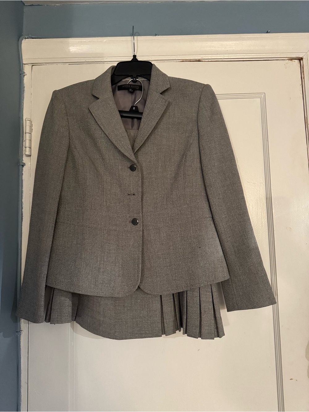 Anne Klein Gray-Black & White Women's Tailored Skirt suit